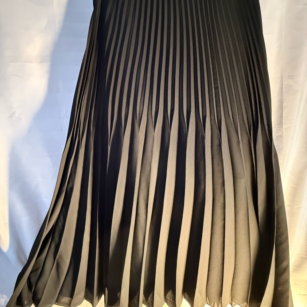 Max Studio Black A-Line Pleated Skirt